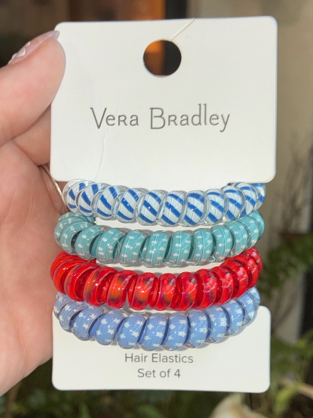 NWT Vera Bradley Spiral Hair Elastics Set of 4 - Anchors Aweigh